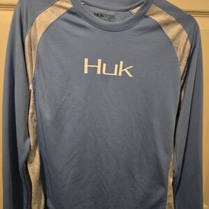 Huk Long Sleeve Women's Small Blue White Camo Outdoor Fishing Shirt